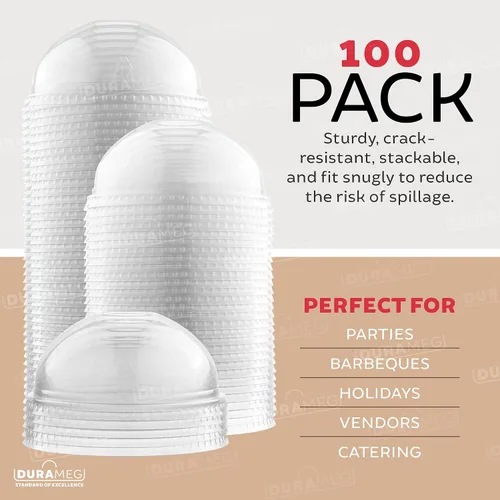 Miniatura 6 de Durameg [100 unidades – 12 onzas.] Vasos desechables de plástico PET transparente con tapas de cúpula