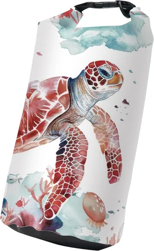 Miniatura 31 de Bolsa seca impermeable, con parte superior enrollable, tortuga marina, coral, estrella de mar, pequeña mochila impermeable de 5L/10L/20L, bolsas