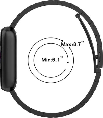 Miniatura 4 de FitTurn Correas compatibles con Fitbit Luxe Metal acero inoxidable correa de reloj de repuesto clásica duradera de enlace sólido accesorio hebilla