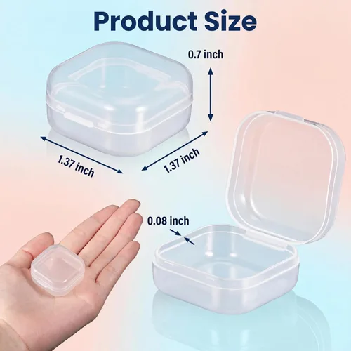 Miniatura 2 de 24 paquetes de recipientes pequeños de plástico transparente para almacenamiento de cuentas con tapa con bisagras para almacenamiento de objetos