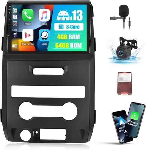 4G+64G 8 Core Car Radio estéreo para Ford F150 F-150 2009 2010 2011 2012 con Apple Carplay Android Auto 9 "IPS pantalla táctil Android 15 Radio con