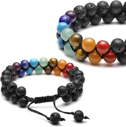 Miniatura 4 de TOP PLAZA - Pulsera de cuentas de chakras con 7 cristales curativos para yoga, meditación, relajación, ansiedad, para hombre y mujer