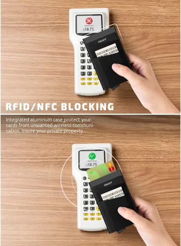 Miniatura 37 de VULKIT Card Holder with Money Pocket Pop Up Wallet RFID Blocking Slim Metal Bank Card Case Holds 5 Cards and Notes
