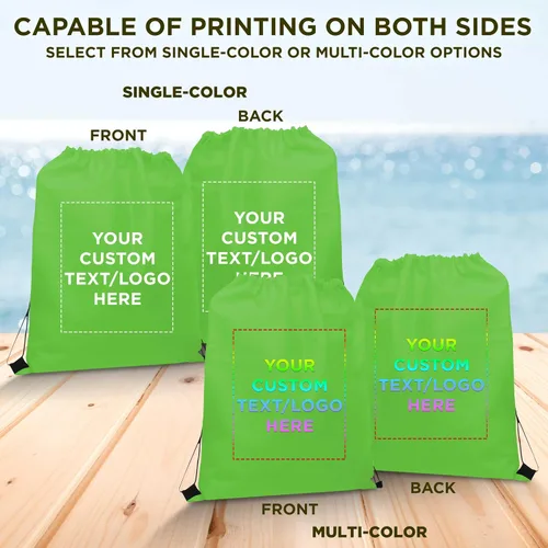 Miniatura 6 de DISCOUNT PROMOS Juego de mochilas con cordón no tejidas personalizadas de 10/50/100, paquete personalizado a granel
