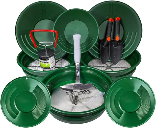 Miniatura 5 de ASR Outdoor Kit de cacerola de oro definitivo de 19 piezas con pantallas clasificadoras, sartenes doradas, selección de rocas
