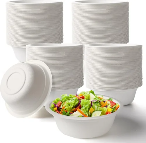 Miniatura 8 de Potchen - Paquete de 300 cuencos de papel desechables de 8 onzas, cuencos de bagazo de caña de azúcar blanca para ensalada de sopa, helado, postre