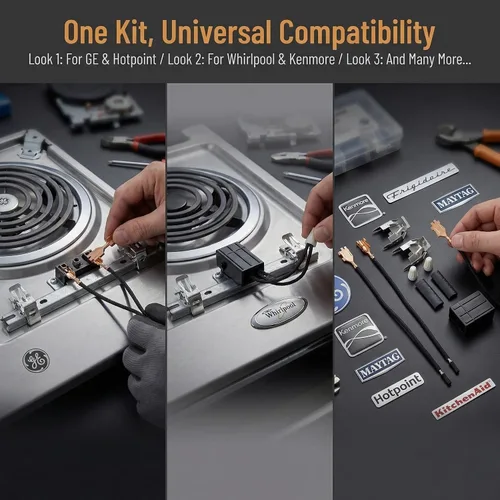 Miniatura 5 de (2 piezas) 330031 - Kit de receptáculo para quemador Whirlpool Kenmore Sears y Roper RR117 RR109 530116773 5303935058 WB17X210 12001673 WB17X508