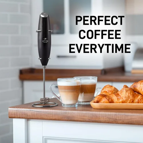 Miniatura 236 de Zulay Milk Boss Espumador de leche potente manual, hace espuma para latte, batidor para mezclar bebidas, café, miniespumador para capuchino, frappé