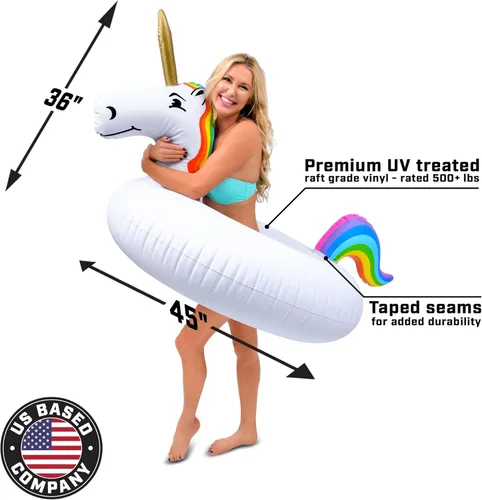 Miniatura 4 de GoFloats Flotador de piscina de unicornio para fiesta, balsas inflables, adultos y niños