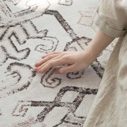 Miniatura 138 de jinchan Lima - Alfombra simétrica floral geométrica lavable, alfombra de entrada de medio círculo de 2 x 3, alfombra de media luna, suave y Azul