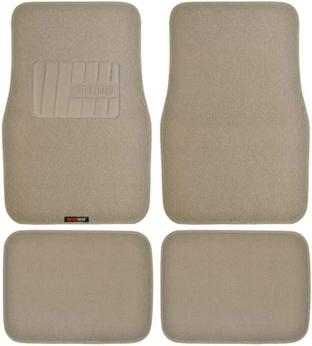 BDK Alfombrillas de Piso de Alfombra Resistentes de Color Beige Delanteras y Traseras, Forros Universales para Automóvil, SUV, Camioneta y Camión,