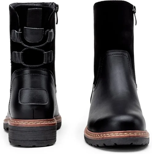 Miniatura 8 de Vepose Botines 9680 para mujer, de tacón bajo, botines de moda para mujer con cordones en la espalda y cremallera lateral