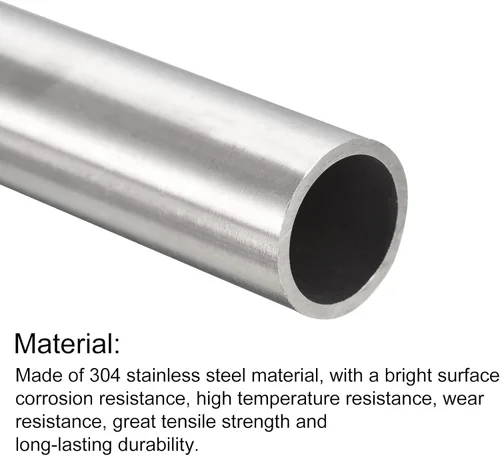 Miniatura 3 de uxcell Tubo de acero inoxidable 304, diámetro exterior de 25 mm x 1,5 mm de espesor de pared, tubo metálico de 300 mm de longitud para maquinaria