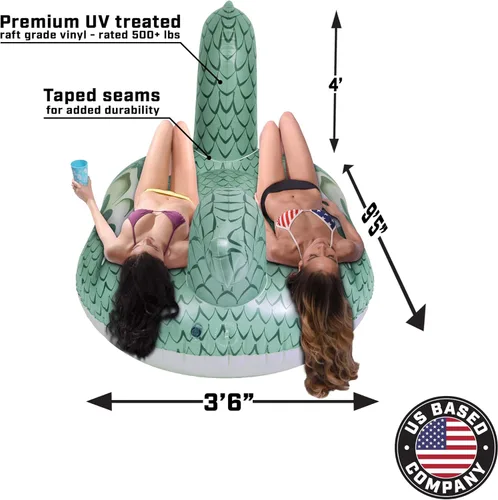Miniatura 6 de GoFloats Flotadores inflables gigantes para piscina, elige unicornio, dragón, flamenco, cisne o toro, incluye flotador de bebida