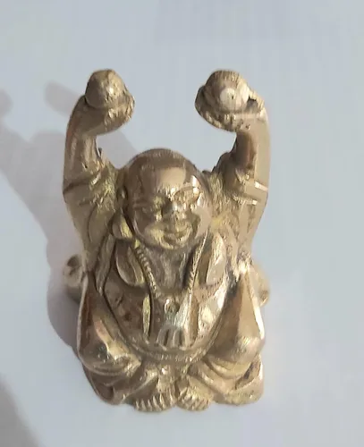 Miniatura 7 de PARIJAT HANDICRAFT Figuras de estatua de Buda sonriente de latón, escultura colectiva, decoración del hogar, figura coleccionable para decoración