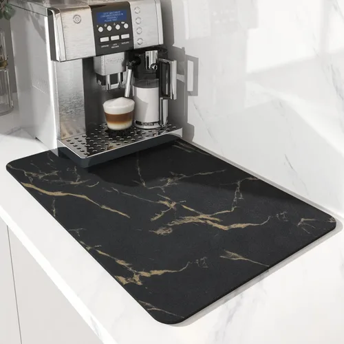 Miniatura 10 de AMOAMI Tapete de café absorbente con parte trasera de goma para secar platos para encimera de cocina, accesorios de bar para debajo de la cafetera
