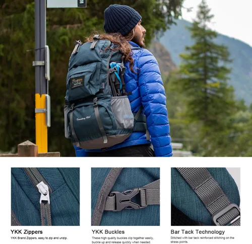 Miniatura 6 de Mochila de senderismo de 40 L de Mountaintop, mochila ligera de viaje para hombres y mujeres, mochila para acampar al aire libre y hacer senderismo