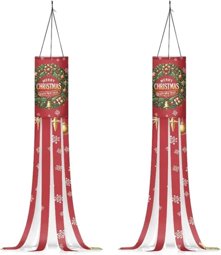 Miniatura 10 de Binienty 4th of July Winsock Patriotic Outdoor Decor Wind Socks Hanging Flag Welcome Home Decoration Party Yard Hanging Windsock, 2 Pcs Set Decor