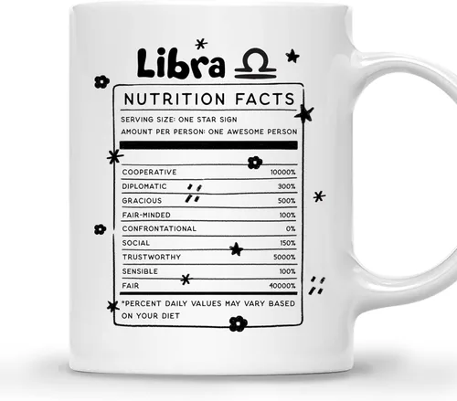 Miniatura 9 de Gossby Aquarius Nutrition Fact Taza de café – Regalo del signo del zodiaco para mujeres, cumpleaños, regalo de astrología de Navidad para mujeres