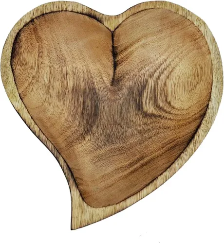 Miniatura 21 de WitnyStore Cuenco en forma de corazón de 6 pulgadas, funcional y coleccionable, cuenco de madera hecho a mano para servir frutos secos, postres