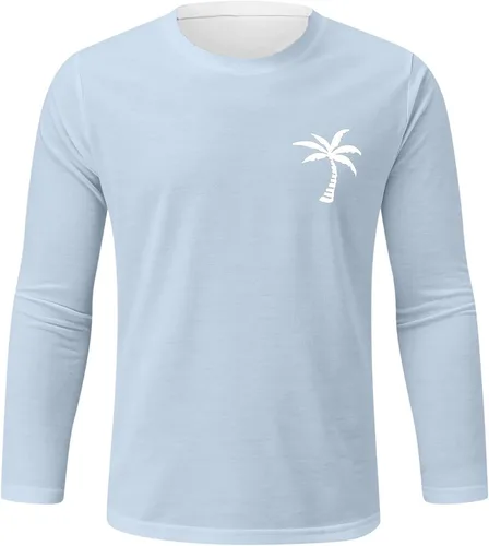 Miniatura 4 de Camisetas de manga larga para hombre, transpirables, con cuello redondo, térmicas, ajuste regular, camisetas elegantes y cómodas