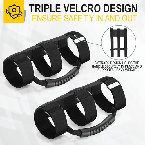 Miniatura 5 de moveland Juego de 2 asas de agarre compatibles con Jeep Wrangler TJ YJ JK, diseño de 3 correas fácil de ajustar para modelos 1955-2023 (negro)