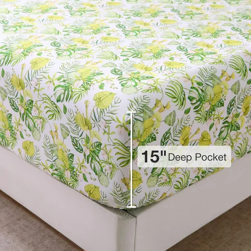 Miniatura 45 de Viviland Juego de sábanas de 3 piezas con estampado botánico de mariposas y flores rosas y moradas, sábanas de microfibra suave y transpirable