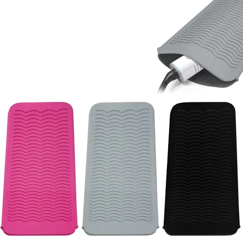 3 piezas de alfombrilla de silicona resistente al calor con bolsa para alisador de pelo, rizador, plancha plana y herramientas calientes para el