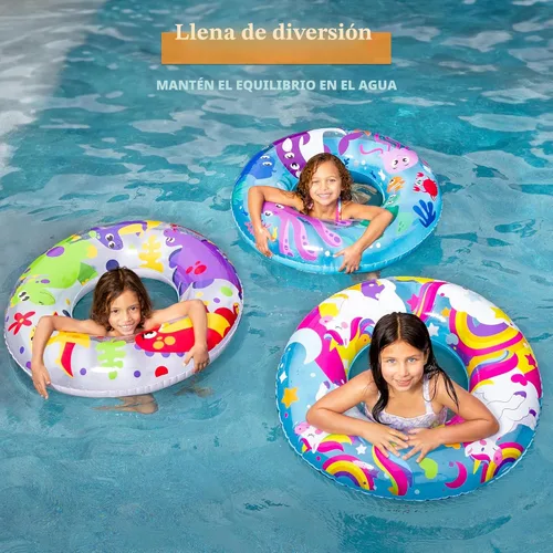 Miniatura 3 de JOYIN Paquete de 3 flotadores de piscina, tubo de piscina para niños anillos de natación tubos inflables, tubos de animales marinos de unicornio