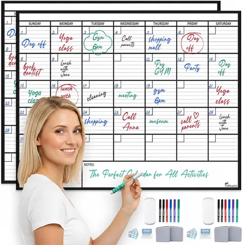 Miniatura 13 de (2 PK) Pequeño Calendario de Borrado en Seco para Pared, 17x26 Pulgadas, Pequeño Calendario de Pared Borrable, Pizarra Blanca para Oficina, Hogar