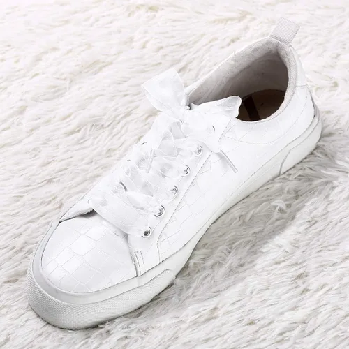 Miniatura 2 de Allegra K 2 pares de cordones planos de hilo de nieve de 1.0in de ancho transparentes para zapatos deportivos, Nieve