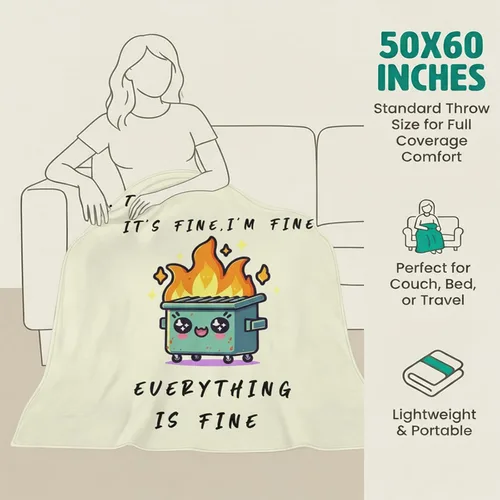 Miniatura 3 de Divertida manta de apoyo emocional para silla de oficina de bomberos, regalos divertidos de oficina para compañeros de trabajo, jefe It's Fine I'm