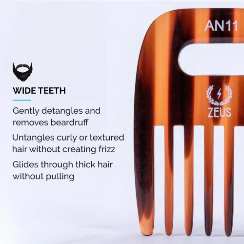 Miniatura 4 de ZEUS Peine desenredante de dientes anchos para cabello rizado, barba, estilos naturales y texturizados (3.5 pulgadas) AN11 Designed to Lift Roots