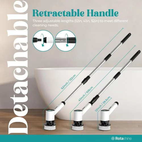 Miniatura 4 de Limpiador eléctrico giratorio – Limpiador eléctrico para limpieza con 7 cabezales reemplazables – Limpiador de bañera impermeable de cuerpo completo