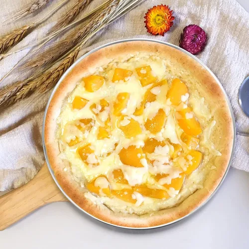 Miniatura 6 de Deedro Bandeja de pizza de 12 pulgadas, bandeja de pizza de acero inoxidable para horno, platos redondos para pastel de galletas, ensalada de pizza