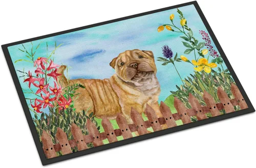 Miniatura 31 de Caroline's Treasures CK1311MAT Cavalier Spaniel Poinsettas - Felpudo de 18 x 27 pulgadas, tapete para puerta delantera, interior y exterior