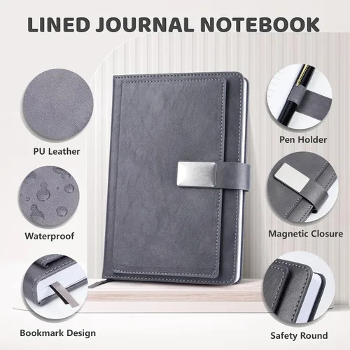 Miniatura 5 de Cuaderno Ejecutivo con Líneas, 256 Páginas, Rayado Universitario, Tapa Dura de Cuero A5, Bolígrafo Incluido, con Bolsillo para Notas; Cuadernos