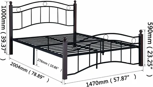 Miniatura 3 de Base de cama moderna con cabecero y estribo, plataforma resistente con almacenamiento debajo de la cama, base de colchón, sin ruido, soporte