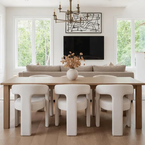 HNY Juego de 6 sillas modernas de barril para cocina y comedor, sillas acentuadas tapizadas en lino con brazo, sillas de tocador laterales de 47 cm