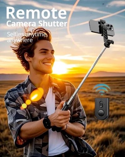 Miniatura 7 de UBeesize Trípode para selfie stick para iPhone y Android, trípode extensible de 52 pulgadas con control remoto, palos de selfie portátiles