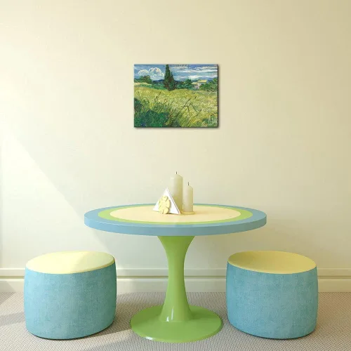 Miniatura 7 de Wieco Art Green Field 1889 - Lienzo decorativo clásico de Van Gogh, arte de pared estirado listo para colgar para decoración de oficina en casa