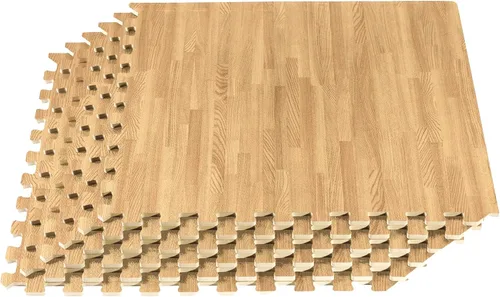 Miniatura 14 de Azulejos de espuma estampada de 3/8 de pulgada de grosor Forest Floor, tapetes de espuma de grano de madera entrelazados de primera calidad, piso