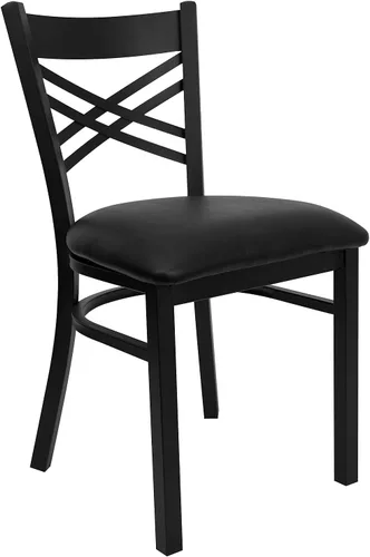 Miniatura 7 de Flash Furniture Serie Hércules Silla de metal para restaurante con respaldo "X", silla moderna tapizada sin apoyabrazos para restaurantes y cocinas