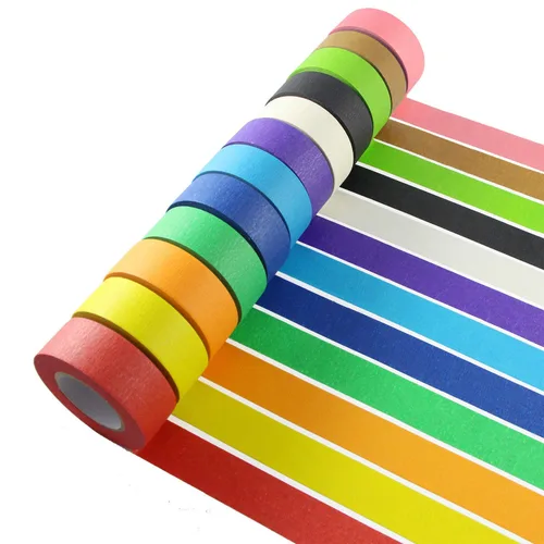 Feeke Cinta Adhesiva de Enmascarar Colorida, Cinta Decorativa de Colores DIY para Artes y Manualidades, Etiquetado o Codificación - Suministros de