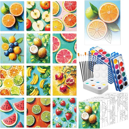 Miniatura 14 de Ctosree 12 juegos de lienzo predibujado para pintar adultos, kit de sorbo y pintura, lienzo preimpreso a granel para Pascua, Día de la Madre