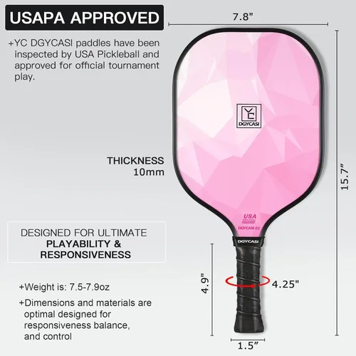 Miniatura 2 de YC DGYCASI Pickleball Paddles Set of 2, 2026 USAPA Approved Pickleball Set, Fiberglass Lightweight Pickle Ball Rackets 2 Pack, 2 Outdoor Pickleball