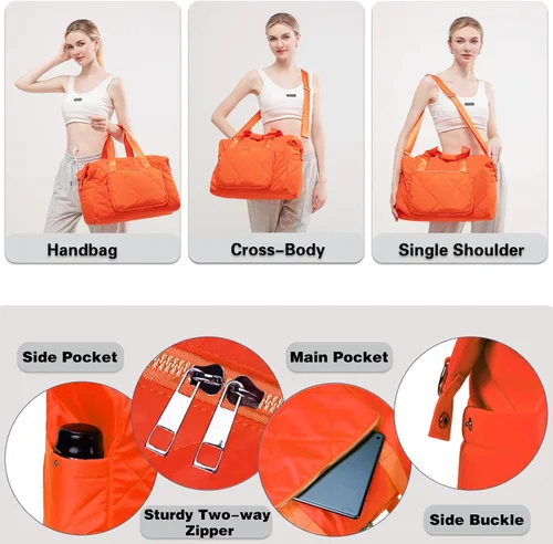 Miniatura 5 de Tinzonc Bolsa deportiva de gimnasio para mujer, bolsa de lona de viaje, bolsa de hombro para mujeres y niñas, viajes, gimnasio, yoga, escuela