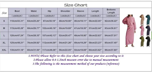 Miniatura 5 de FAMOORE Long Bathing Suit Bottom Set Outfits Mock Neck Long Sleeve Sweater Knit Maxi Long Skirt Sets Office Outfits for