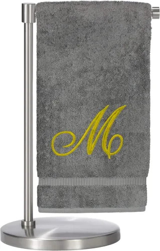 Miniatura 92 de Script R - Toalla de baño con monograma, regalo personalizado, 27 x 54 pulgadas, juego de 1 toalla bordada con texto dorado, 100% algodón turco