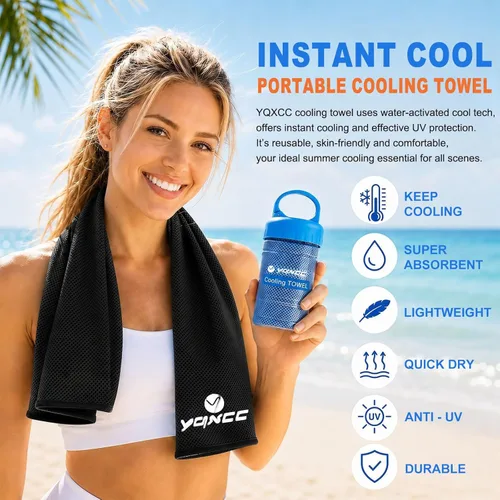 Miniatura 2 de YQXCC Paquete de 2 toallas refrescantes (47 x 12 pulgadas), toalla de cuello fría helada, microfibra suave y transpirable para yoga, golf, gimnasio